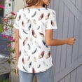 thumbnail image 6 of DeHolifer Womens Tops Summer Casual Printed Crewneck Button Up Pleated Lightweight Loose T-Shirts White XL, 6 of 6