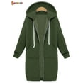 thumbnail image 4 of Spencer Women's Plus Size Long Fleece Hooded Coat Winter Warm Casual Pockets Jacket Zip Up Hoodies Sweatshirt Parka Overcoat "5XL, Green", 4 of 4