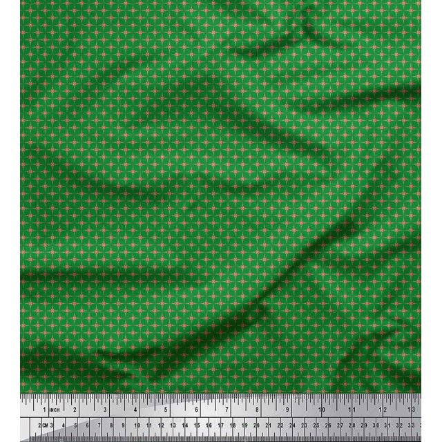 Soimoi Green Georgette Viscose Fabric Artistic Geometric Print Fabric by Yard 42 Inch Wide