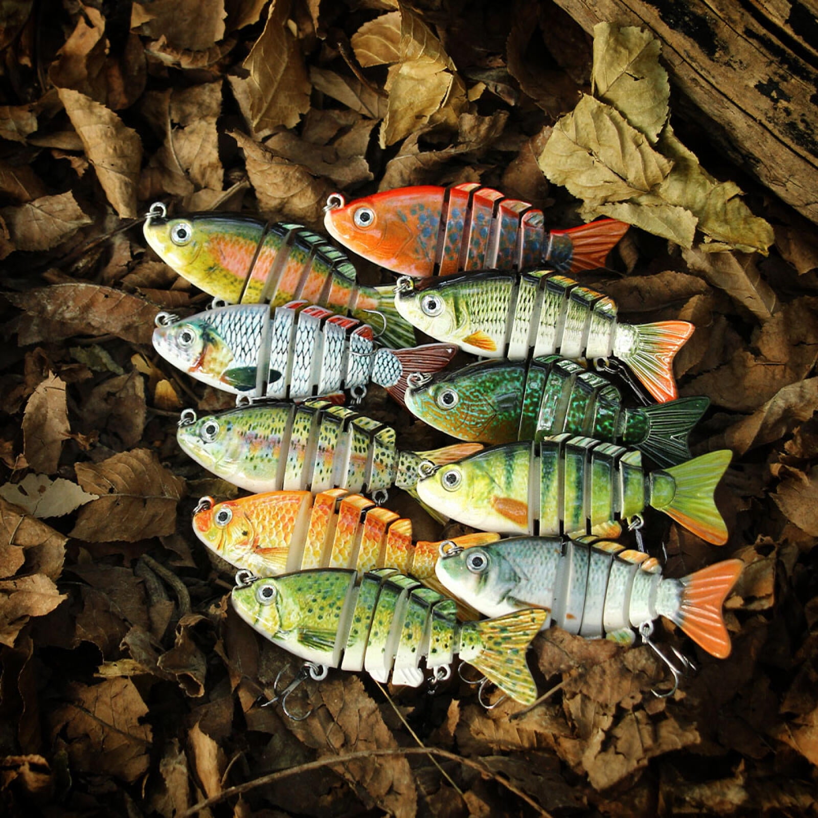 HENGJIA Fishing Lures, 10pcs Large Multi Jointed Fish Fishing Kits Slow Sinking Lifelike Swimbait Freshwater and Saltwater for Trout Bass Lures, 3.15"/0.46oz