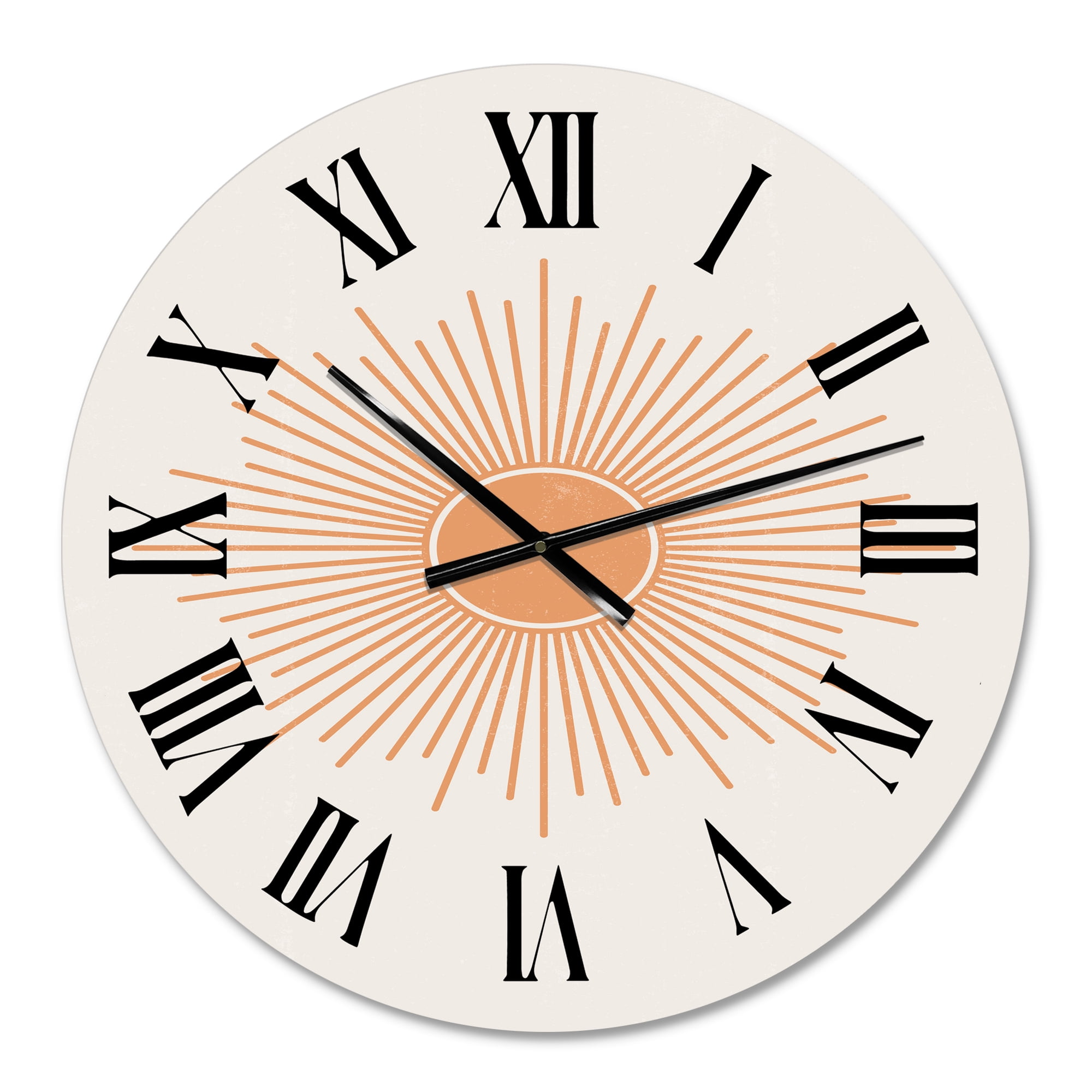 Designart 'Minimalist Bright Shining Orange Sun Rays Iii' Modern Wall Clock