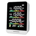 thumbnail image 2 of Monitor de calidad del aire con detector de CO2 - Sensor interior portátil | Mide dióxido de carbono, TVOC, HCHO, temperatura, humedad | Pantalla LCD de alta precisión NDIR | USB recargable | 0-5000, 2 of 9