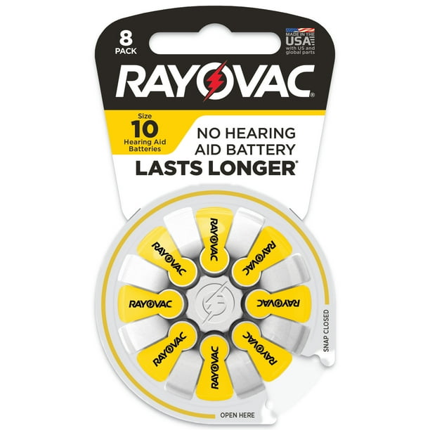 Rayovac Size 10 Hearing Aid Batteries (8 Pack), Size 10 Batteries