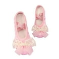 thumbnail image 4 of Xfvqtps Ballet Shoes for Girls Soft Sole Non Slip Cross Elastic Straps Lace Bow Pearl Decor Satin Dance Shoes for Gymnastics Performance Pink, 4 of 9