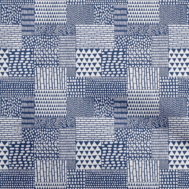 oneOone Georgette Viscose Blue Fabric Geometrical Sewing Material Print Fabric By The Yard 42 Inch Wide