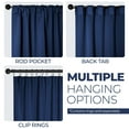 thumbnail image 3 of Superior Blackout Solid Light Filtering Back Tab Curtain Panel Set, 42"X 108", Navy Blue, 3 of 9