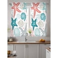 thumbnail image 2 of Red Teal Starfish Coastal Curtains 45 Inch Length,Sheer Curtains for Bedroom Living Room Window Summer Beach Nautical Coral Sea Rod Pocket Drapes Kitchen Curtains Small Half Window 52"x45" 2 Panels, 2 of 7