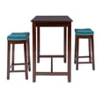 thumbnail image 4 of Pemberly Row Wood 3 Piece Counter Dining Set Blue Faux Leather in Brown Stain, 4 of 11
