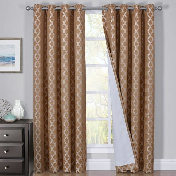 Rosaline 100% Blackout Wide Curtain Panels -Thermal Insulated (Set of 2 Panels) - 108x84 - Gold