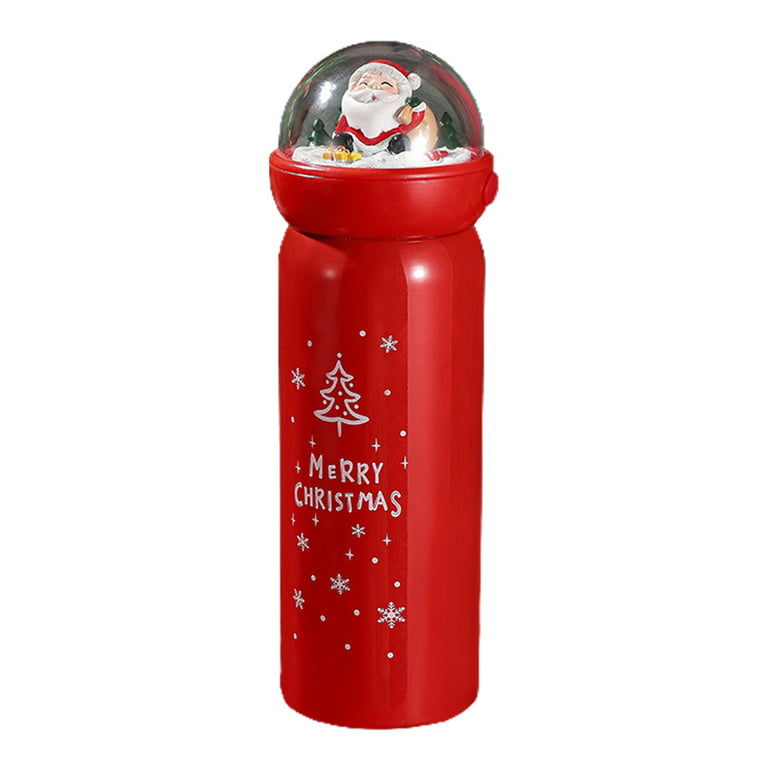 Christmas Stainless Steel Vacuum Flask Cute Santa Claus Snow Globe  Leak-proof Insulated Water Bottle Thermos Cup Mug