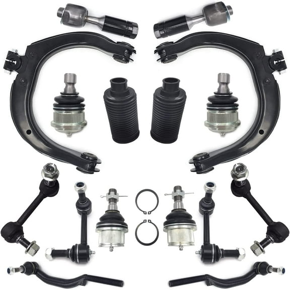 16 Pcs Suspension Kit Front Upper Control Arms with Ball Joint Lower Ball Joint Tie Rod End Link Sway Bar Links Kit For 2004-2007 Chevy Trailblazer