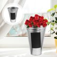 thumbnail image 2 of 1Pc Iron Sheet Flower Bucket with Waterproof Blackboard Sticker Hydroponics Flower Container Garden Planter Display Flower Tub for Flower Shop Silver (30cm Height), 2 of 9