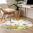 thumbnail image 4 of Small Round Rug 3Ft Washable Non-Slip, Spring Truck Flowers Circle Area Rugs for Living Room Bedroom, Watercolor Floral Butterflies Yellow Indoor Floor Mats Carpet Runner for Home Decor, 4 of 8