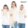 thumbnail image 4 of BASICO 2PK Warm Knit Winter Scarfs for Women Black Plaid and Ivory Infinity Scarf Circle Loop Scarves, 4 of 7