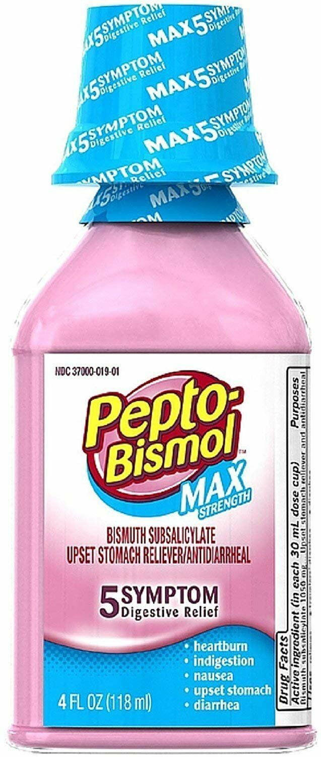 Pepto Bismol Max Strength Upset Stomach Reliever 5 Symptom, 4 oz