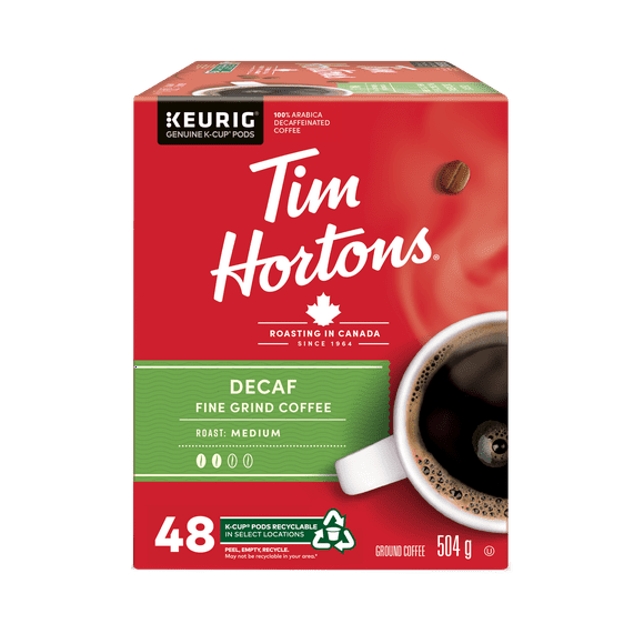 TIM HORTONS DECAF K CUP 48S, Tim Horton Decaf Single Serve 48CT