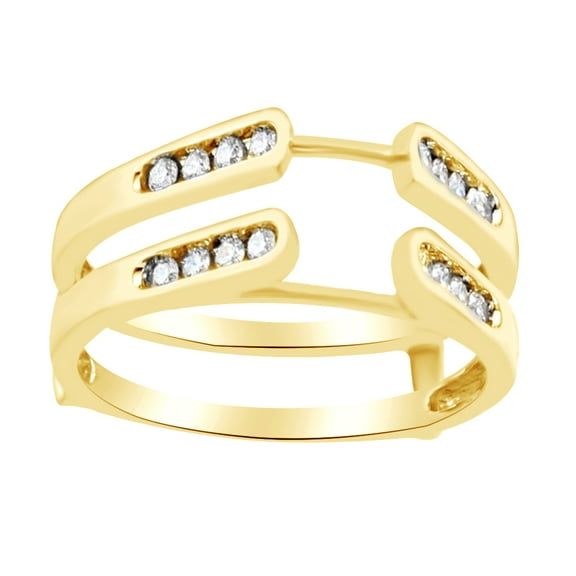 AFFY Round Shape White Natural Diamond Enhancer Ring Guard In 14K Yellow Gold (0.25 Cttw)