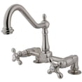 thumbnail image 1 of Kingston Brass KS1148AX Double Handle 8 in. Bridge Deck Mount Kitchen Faucet, 1 of 2
