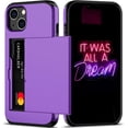 thumbnail image 1 of KOMI for iPhone 13 Case with Card Holder[Store 5 Cards] Dual Layer Heavy Duty Shockproof iPhone 13 Wallet Case with Hidden Card Slot Large Storage Case for iPhone 13 (Purple), 1 of 5