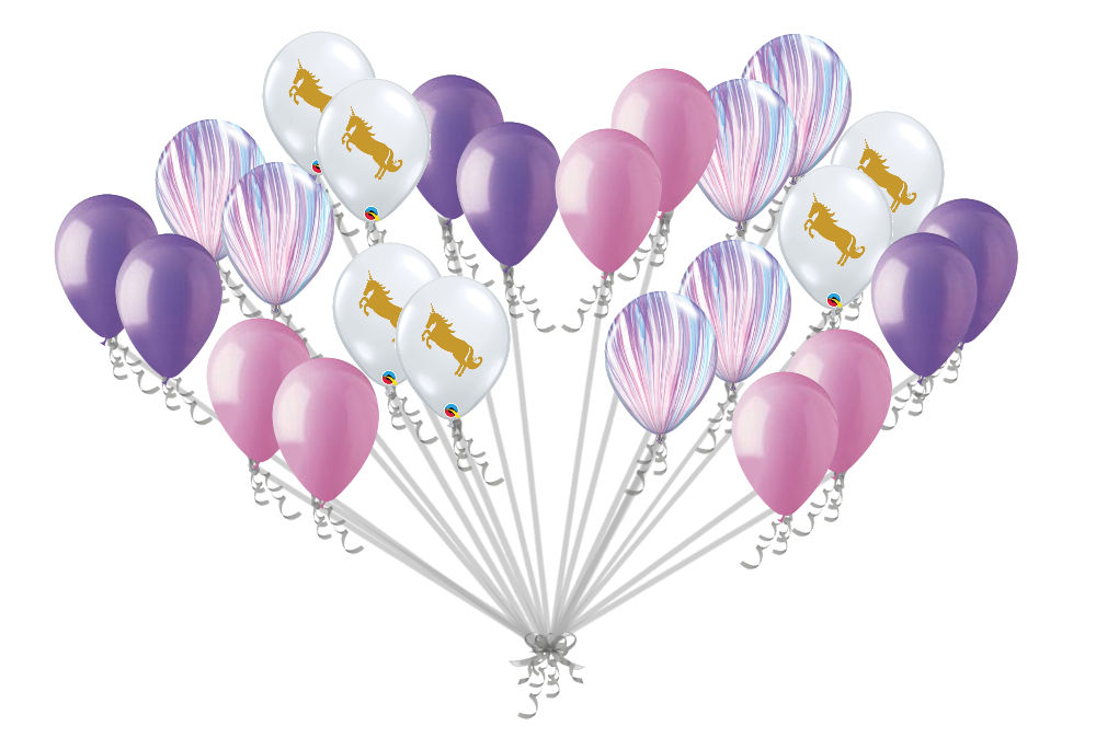 24 pc Unicorn & Fashion Agate Pink Lavender Latex Balloons Princess Birthday