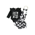 thumbnail image 1 of Sedceaty 3 Pieces Baby Suit Set, Letter Ghost Print O-Neck Long Sleeve Romper+ Suspender Culottes+ Headband, 0-24 Months, 1 of 9