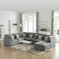 thumbnail image 5 of Contemporary Home Living Set of 8 Gray Fabric Reversible Modular Sectional Sofa with USB Console and, 5 of 5