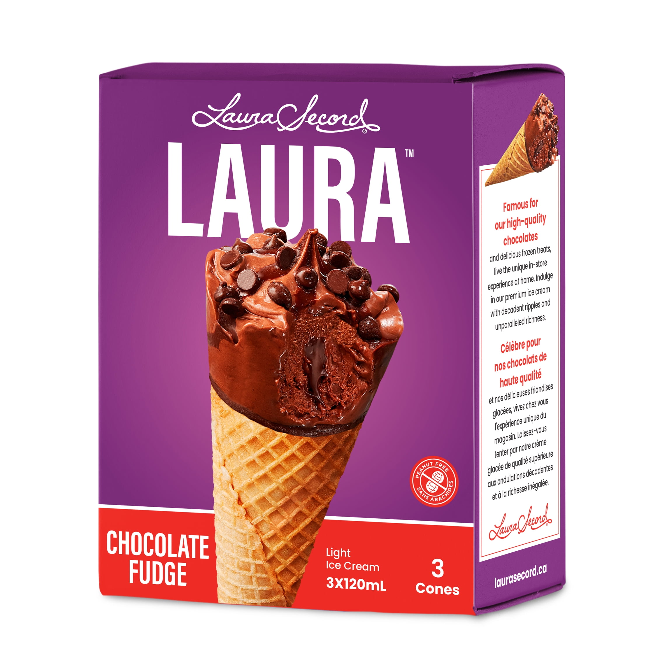 3X120MLLSCHOCOFUDGE, 3x120ml Laura Secord cone chocolate fudge