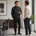 thumbnail image 4 of AZoiNM Men's Stand Collar Zip Jacket Loose Fit Lightweight Casual Long Sleeve Spring Fall, 4 of 15