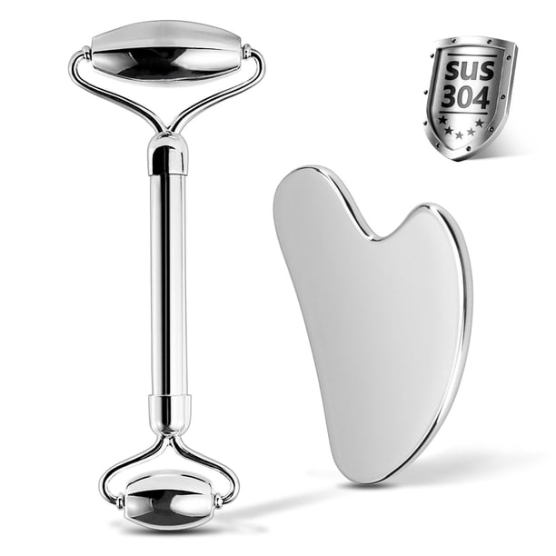 Set Facial Roller & Gua Sha CUTELIILI de acero inoxidable