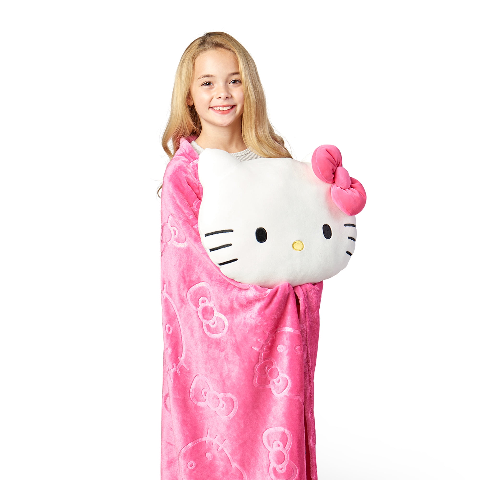 Hello Kitty Impressions Cloud Plush Pillow with Throw Blanket Set