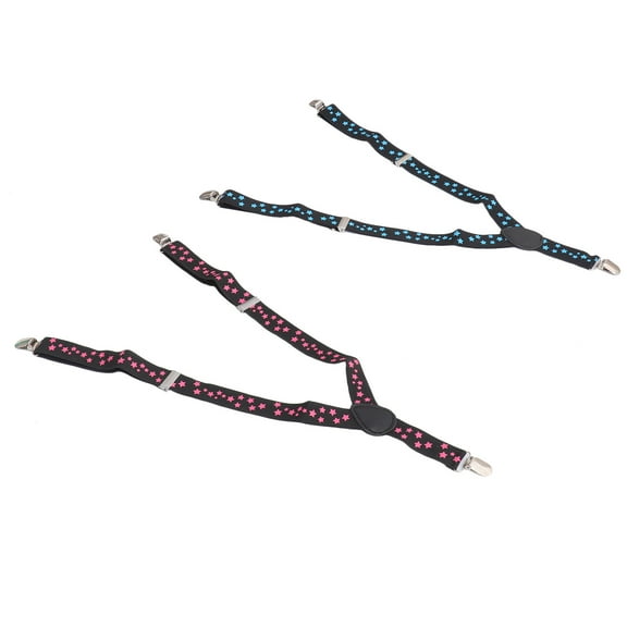 HOOWIFFY 2-Pack Adjustable Elastic Suspenders with Metal Clips for Men and Women Trouser Support