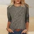 thumbnail image 2 of Jsaierl Tops for Women 3/4 Sleeve Plus Size Round Neck Shirts Cute Graphic Ladies Blouses Workout Cotton T-shirts Top S-3XL, 2 of 10