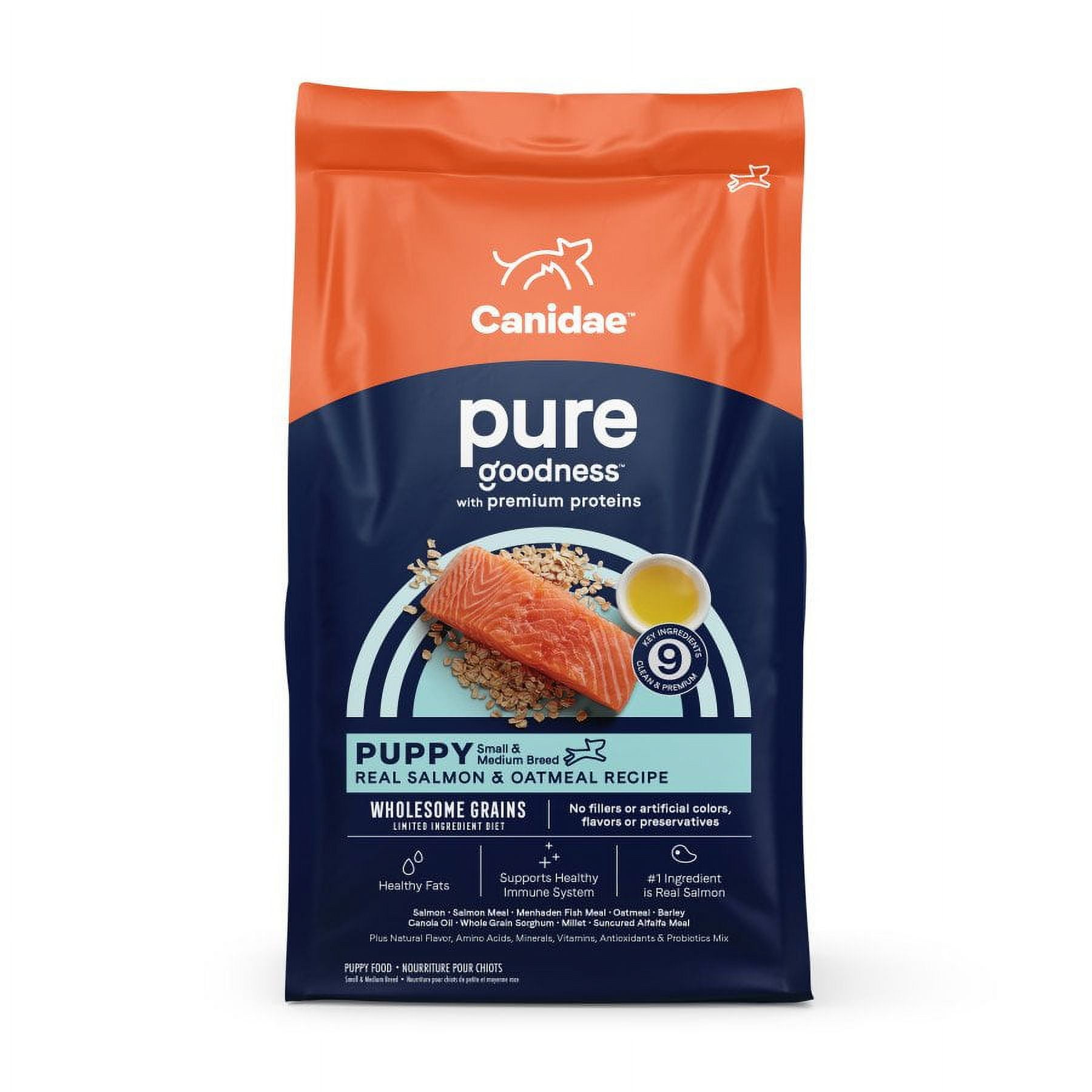CANIDAE PURE Puppy with Wholesome Grains Dry Dog Food Salmon & Oatmeal, 4 lb