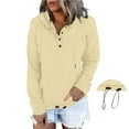 thumbnail image 2 of XMMSWDLA Women's Oversized Sweatshirts Long Sleeve Button Fashion Trendy Sweatshirt Jackets Hooded Cute Comfy Clothes Crew Neck Sweatshirts Women Crew Neck Sweatshirts Women Beige XL, 2 of 8