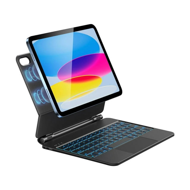 Keyboard Case for iPad (A16) 11th Gen 11 Inch 2025, iPad 10th Gene 10.9 inch 2022, Magic Magnetic Stand Keyboard with Multi-Touch Trackpad, Floating Design, 7 Colors Backlit, Bluetooth