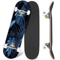 31'' Complete Skateboard 7 Layer Canadian Maple Double Kick Deck Skateboards Exotic tropical vrctor hawaiian plants flowers indigo Skate Board for Beginner Adult Gifts