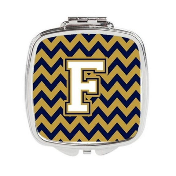 Letter L Chevron Navy Blue & Gold Compact Mirror - Navy Blue & Gold - 3in. H x 0.3in. W x 2.75in. L