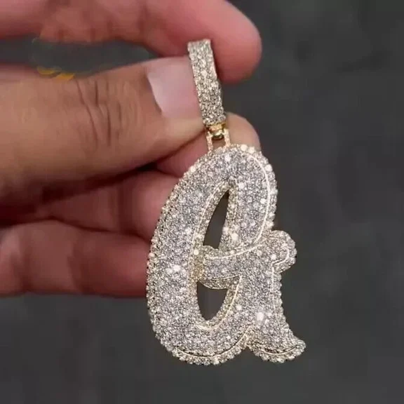 2 Ct Round Cut Moissanite Customized "G" Initial Pendant 14K Yellow Gold Plated