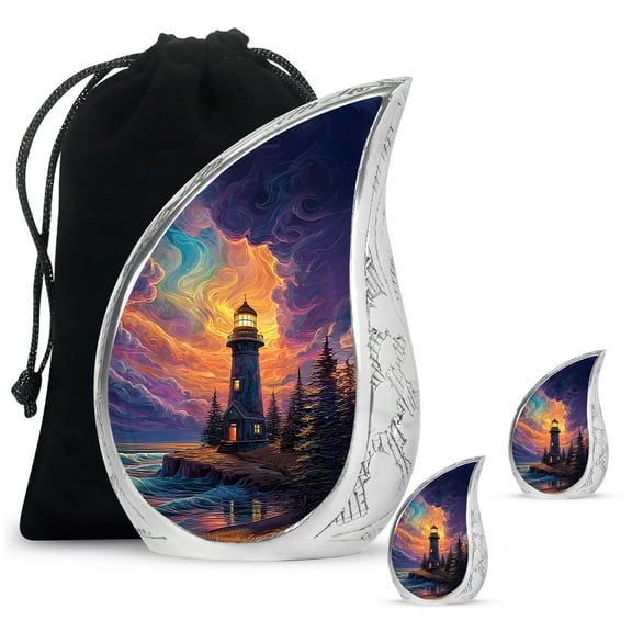 SABURIAL Lighthouse Urn - Memorial Urn for Adult Human - Combo 2 - Large with 3 Inch Pack of 2 - Burial Decorative for Ashes - Cremation Burial Urns - Funeral Urns