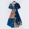 thumbnail image 4 of 4th of July Party Dresses for Women Patriotic Short Sleeve Wrap V Neck Tie Waist A-Line Ruffle Hem Flowy Midi Cocktail Dress, 4 of 6