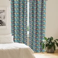 thumbnail image 2 of Ambesonne Floral Curtains, Vintage-Colored Flowers Art, Pair of 28"x84", Blue Mustard and Vermilion, 2 of 5