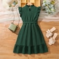thumbnail image 4 of EnJoCho Robe d'Été Sans Manches pour Adolescentes Robe d'Été pour Filles Manches Volantes Texture Nouée Ajustée Tempérament Confortable Robe Décontractée, 4 of 7