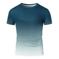 thumbnail image 3 of Cotton T Shirt Mens Short Sleeve Crew Neck Soft Fitted Tees Gradient Color Tops Fashion Classic Tshirts (S, Navy), 3 of 5