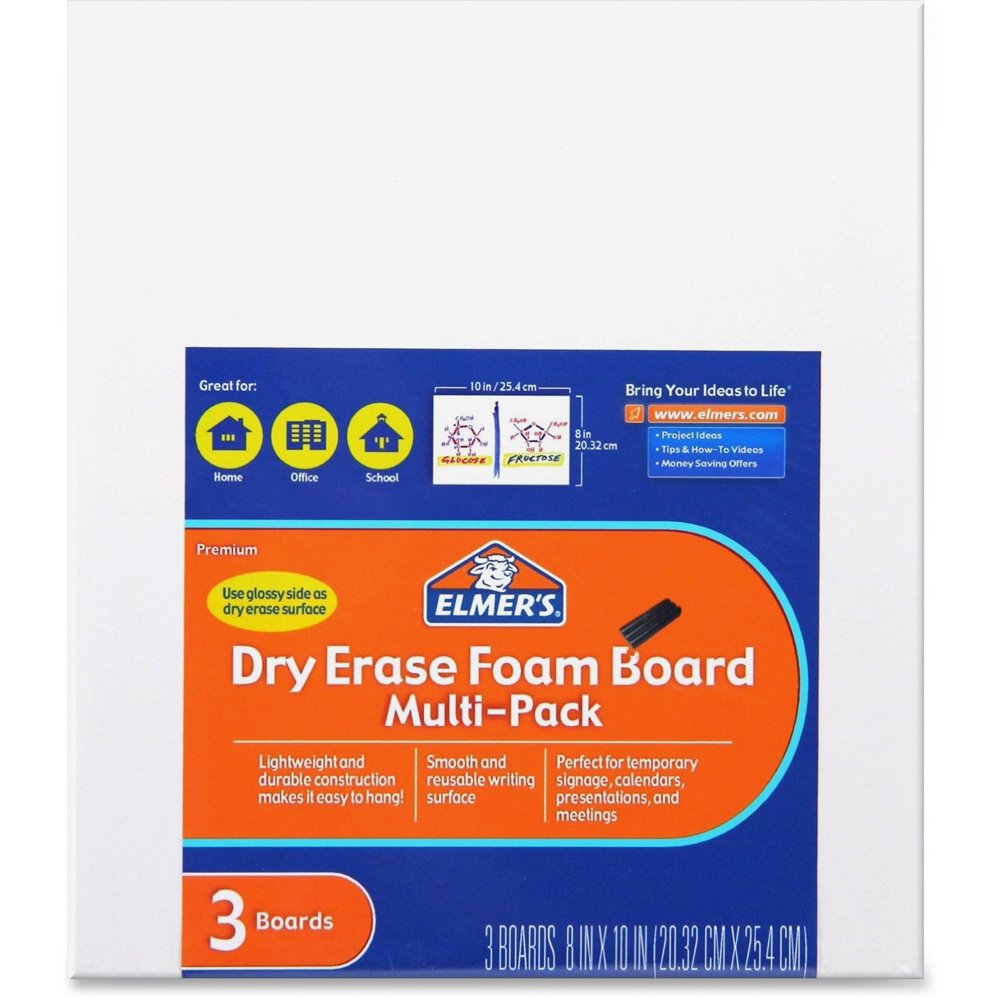 Elmer's, EPI950089, Dry Erase Foam Board, 3 / Pack