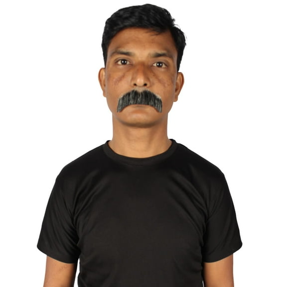 HPO Adult Men's Fake Human Hair Rancher Cowboy Mustache | Novelty False Facial Hair
