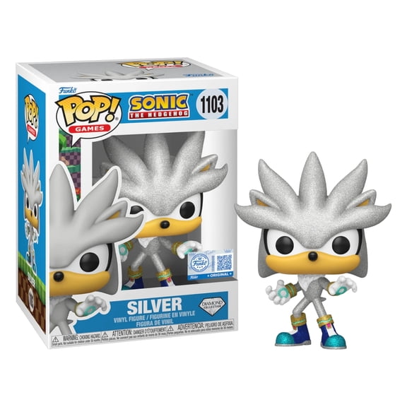 Collectible Funko POP! Games: Sonic The Hedgehog - Silver (Diamond)(Target/Funko Sticker) #1103