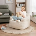 thumbnail image 5 of BISHE Bean Bag Chairs, Soft Tufted Foam Bean Bag Chair with Teddy Fabric for Adults and Kids, Comfy Lazy Sofa for Living Room, Bedroom, Ivory, 5 of 10