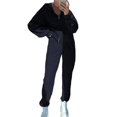 thumbnail image 3 of Conjunto de Chándal de 2 Piezas para Mujer, Sudadera de Larga con Cremallera y Pantalones de Chándal de Pierna , Conjuntos de Estar por Casa, Otoño Negro S, 3 of 7