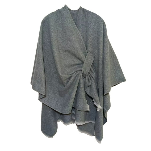Womens Large Front Poncho Sweater Wrap Topper Knitted Elegant Shawls Cape for Fall Winter