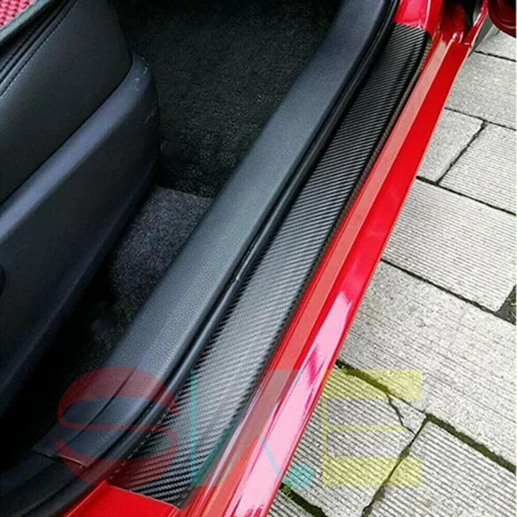 4X Car Stickers Carbon Fiber Door Sill Protector Scuff Plate Trim Accessories